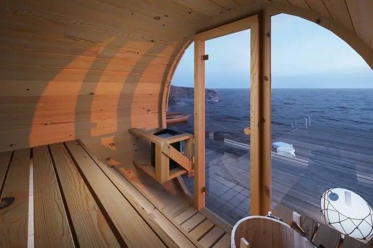 2025年 無垢材 4～6人用 屋外ドライサウナ ヘムロック樽 セダーカナディアン ストーブ付き ホテルおよびCE認証