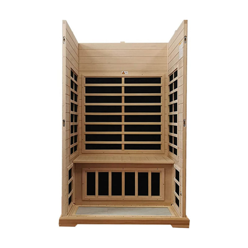 伝統的な赤外線 木製サウナ室 2人用 サイズ 暖房 1750W 9皿 10分 予備温め 時間 温度 設定制御